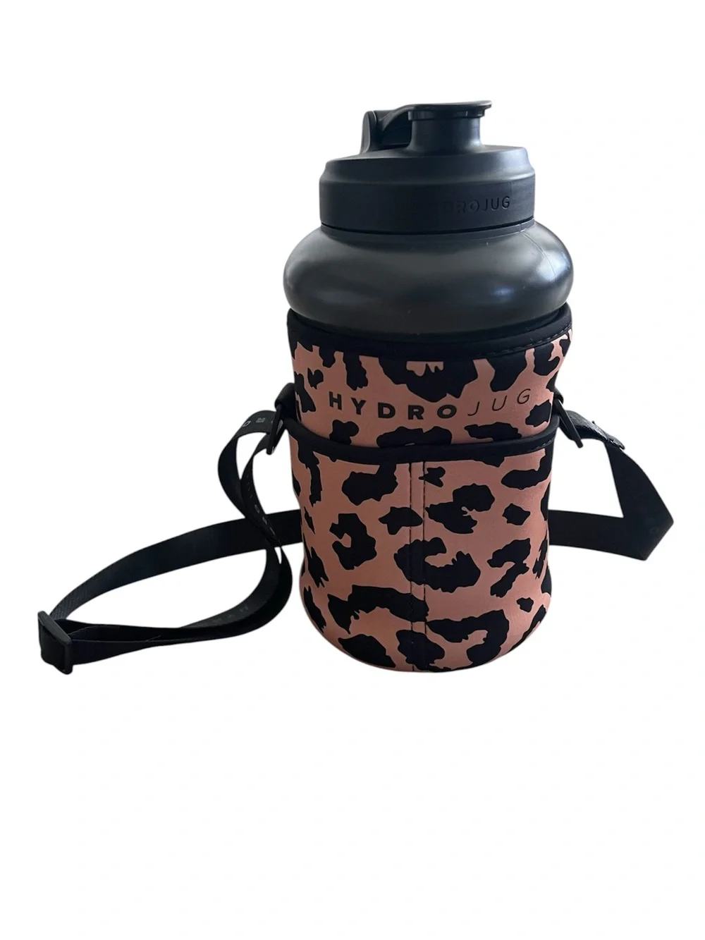 Hydrojug black 73 oz leopard print cover